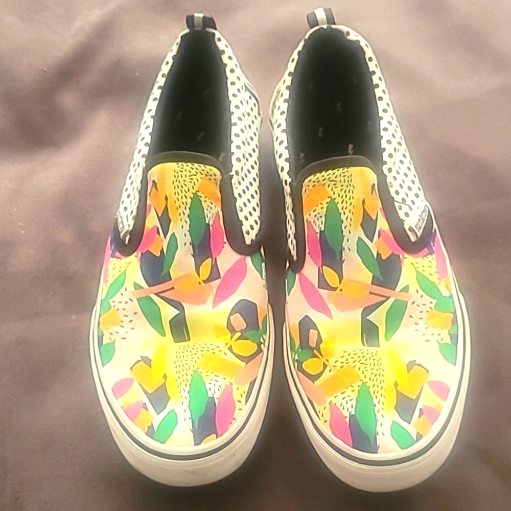 Size 10 Punkrose multi textile slip-on no lace shoes
